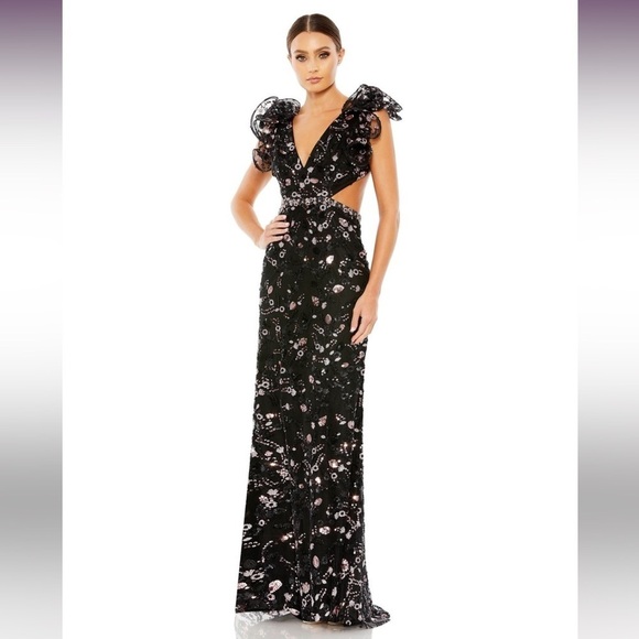 Mac Duggal 68043 NWOT Ruffle Sleeve Embellished Dress - Picture 3 of 10